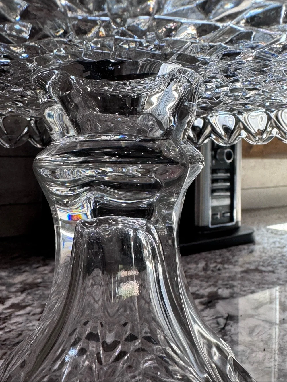 Fostoria American #2056 Clear Old Round Glass Pedestal Cake Stand With Rum Well